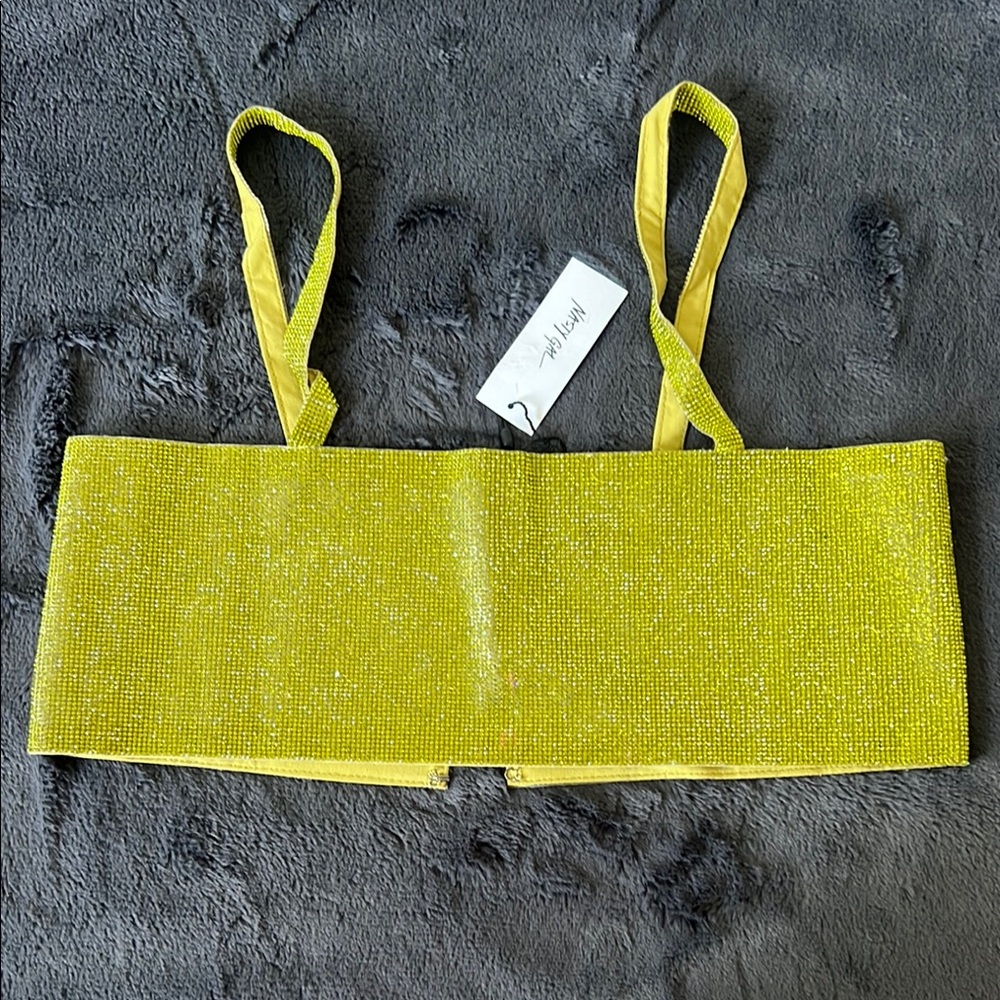 Nasty Gal Glittering Yellow Crop Top